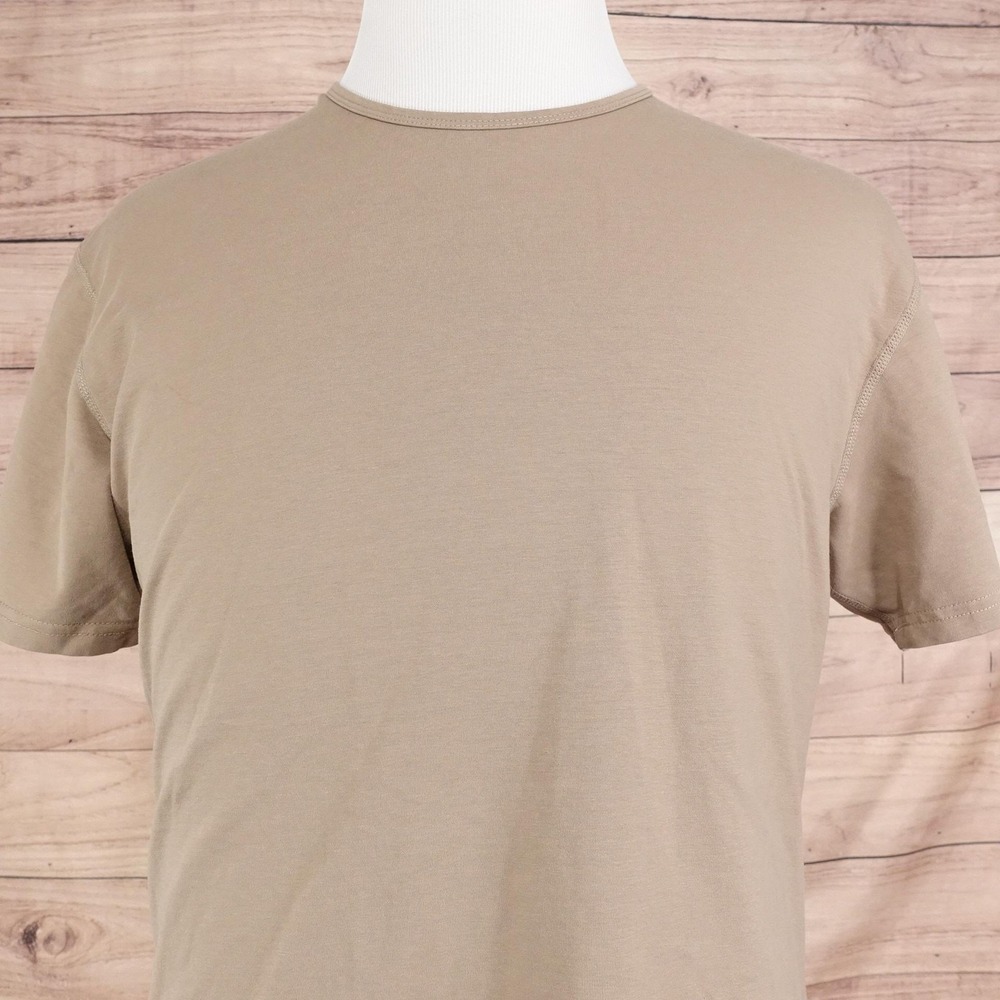 BYLT T-Shirt Mens L Beige Premium Basics Lux Stretch Curved Hem Tee T-Shirt